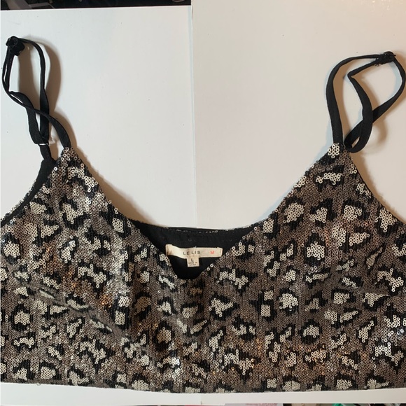 Le Lis Sequin Leopard Print Cami Top, NWT, Size Large- fits 10/12, Fully Lined - Picture 3 of 14